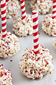 candy canes and marshmallow treats on a tray