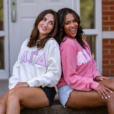 This trendy & unique Basic Greek Letter Sorority Independent Trading Co embroidered crewneck sweatshirt is sure to stand out on any campus! Grab one for you, your big/little, or a group of sisters Picture Details ⭑ #1-3: White sweatshirt, Light Pink top fabric, Light Purple background fabric (Alpha Gamma Delta) & Pigment Pink sweatshirt, Light Pink top fabric, White background fabric (Alpha Chi Omega) Care Instructions ⭑ Wash inside out on cold & air dry for best results ⭑ Do not dry clean ⭑ Lig Light Purple Background, Light Pink Top, Sorority Merch, Sister Pictures, Light Pink Tops, Alpha Gamma Delta, Alpha Chi Omega, Alpha Chi, Background Fabric