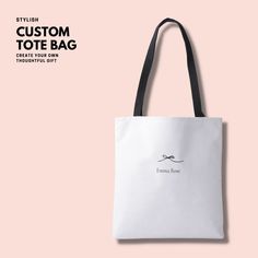 Simple Personalized Shopping Bag with Bow Personalized Shopping Bags, Shoulder Tote, Thoughtful Gifts