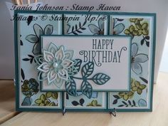 a happy birthday card made with stampin's flowers and leaves from the stamps