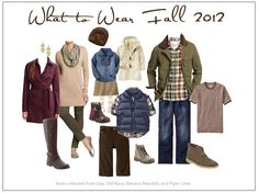 an image of what to wear fall 2012 for men and women in different colors, from brown to red