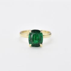 Cushion Cut Emerald Four Prong Engagement Ring – Oleander & Co. Prong Engagement Rings, Emerald Ring, Something Beautiful, Cushion Cut, Prong Setting, Turquoise Ring, Engagement Ring, Emerald, Comfort Fit