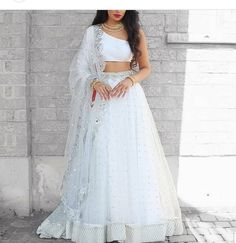 White designer gown lengha lehenga Indian ethnic traditional | Etsy Yellow Dress Wedding, Heavy Lengha, Silk Tops For Women, Chania Choli, Sequin Lehenga, Elegant Bridal Dress, Lehenga Indian, Yellow Wedding Dress, Lehenga Choli Designs