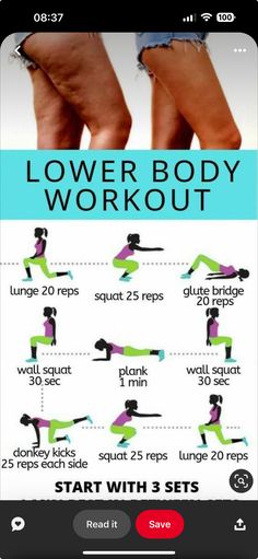 the lower body workout for women is shown in this screenshoter's phone screen