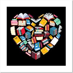 a heart shape made up of books