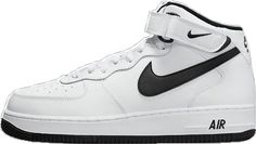 Casual White Nike Air Force 1 For Sports, Nike Air Force 1 Mid, Air Force 1 Mid, Nike Air Force 1, Air Force 1, Nike Air Force, Air Force, Nike Air, White And Black