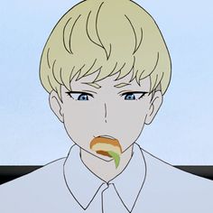 an animated image of a man with food in his mouth and tongue sticking out to the side