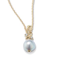 Twists of 14-karat yellow gold and natural diamond accents hold a lustrous  baroque cultured blue Akoya pearl in this gorgeous pendant. While traveling the world  Tom Shane finds rare gemstones and pearls that are just too good to pass up. Inspired by the inherent beauty of these blue Akoya pearls  we created limited-quantity pieces as part of our exclusive Moonlight Akoya Pearl Collection. Fine Pearl Jewelry, Pearl Collection, Rare Gemstones, Akoya Pearls, Earings Piercings, Pearl Jewelry, Jewelry Stores, Natural Diamonds, Fine Jewelry