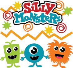 silly monsters with stars and swirls in the background