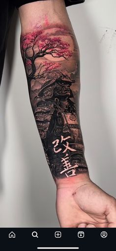 Explore the best meaningful forearm tattoo ideas for men with designs that carry deep significance. Mens Tattoo Ideas Japanese, Full Sleeve Tattoo Japanese Style, Forarm Tattoos Mens Cool, Inner Arm Japanese Tattoo, Tattoo Designs Warrior, Samurai Tattoo For Women, Tattoo Ideas For Men Samurai, Forearm Man Tattoo, Men Chinese Tattoo