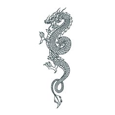 a black and white drawing of a dragon