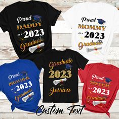 Graduation Shirts Family of Graduate Shirts 2022 Graduation Family Matching Shirts High School Graduation Shirt Class of 2022 Shirts Please Watch the size chart and delivery time very well We do not accept replacement or refund if you did not order the correct size THE LADIES FIT SHIRTS RUN SMALLER THAN THE ADULT UNISEX SHIRTS. PLEASE CHECK THE SIZE CHARTS. The price is for one Shirt only. --- HOW TO ORDER --- 1. Select the size and color from Dropdown menu 2. Add the customization details in Pe Matching Family Graduation Shirts, Grad Shirts For Family With Picture, Graduation Shirts For Family With Photo, Graduation Shirts For Family 2022, High School Graduation Shirts, Customizable Graduation T-shirt With Crew Neck, Graduation Shirts For Family, Disney Trip Surprise, Disney Now