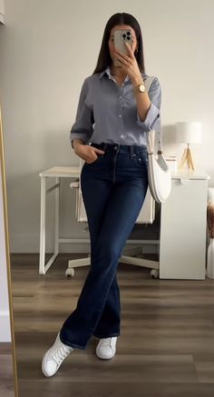 Work Interview Outfit, Kd Outfits, Shirt And Jeans Outfit, Casual Neutral Outfits, Outfits Juvenil, Unusual Clothes, Best Winter Outfits, Casual Outfit Inspiration, Business Casual Outfits For Work