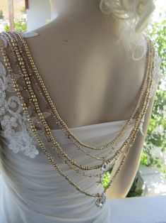 Wedding Accessories, Cappuccino Backdrop Necklace Back Necklace , Bridal Backdrop Necklace, Crystal Bridal Back Necklace , Back Jewelry - Etsy Bohemian Gold Beaded Necklace With Pearl Drop, Gold Pearl Beaded Necklace With Dangling Beads, Gold Teardrop Beaded Necklace With Dangling Beads, Gold Teardrop Beaded Necklaces With Dangling Beads, Gold Pearl Beaded Necklaces With Dangling Beads, Bridal Backdrop, Detachable Wedding Dress, Bridal Backdrops, Bridal Backdrop Necklace