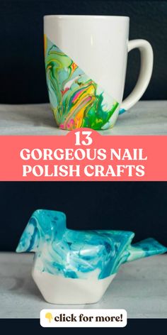 Give your leftover nail polish new life with these creative craft ideas. From marbled mugs and colorful jewelry to decorated picture frames and vibrant vases, discover unique ways to use nail polish beyond your manicure. These simple projects turn ordinary items into eye-catching decor pieces and accessories with just a few swirls of color. Perfect for upcycling your collection into something beautiful and useful. Nail Polish Marbling Crafts, Mirror Craft Ideas, Nail Polish Art Crafts, Tile Art Projects, Dip Paint, Nail Polish Crafts Diy, Mirror Craft, Nail Polish Marbling