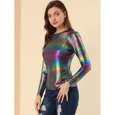 Elevate your evening look with the Allegra K Women's Metallic Puff Sleeve Top, a dazzling choice for any festive occasion. This shimmering multicolor top is perfect for adding a touch of glamour to your wardrobe.

- **Size**: X-Large
- **Color**: Metallic Multicolor
- **Material**: High-quality metallic fabric
- **Gender**: Female
- **Age Group**: Adult
- **Features**: Long puff sleeves, round neckline

Crafted from a glittery metallic fabric, this top shines in any light, making it ideal for pa Trendy Metallic Tops For Evening, Trendy Metallic Top For Evening, Metallic Fitted Tops For Party, Trendy Shimmer Tops For Party, Fitted Metallic Tops For Party, Trendy Metallic Tops For Party, Metallic Shiny Top For Party, Shiny Disco Style Top For Evening, Glamorous Metallic Tops For Party Season