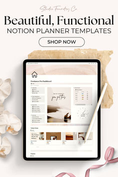 Image of notion planner template on the screen of a tablet showing a user's plan for the day. Free Notion Templates, Using Notion, Notion Ideas, Aesthetic Notion, Notion Planner, Ipad Hacks, Notion Templates, Personal Organization, Notes Inspiration