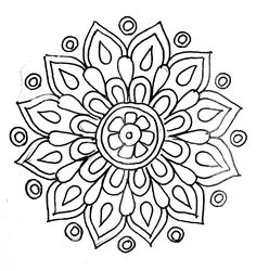 a black and white drawing of a flower