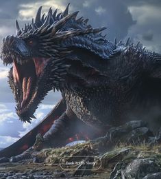 an image of a dragon with its mouth open