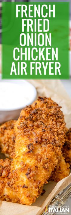 french fried onion chicken air fryer on a plate