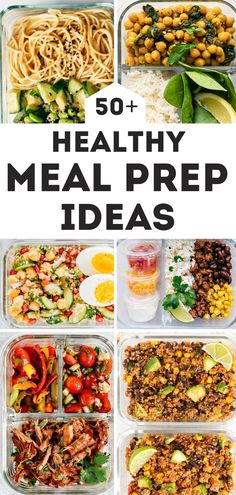 healthy meal prep ideas with text overlay