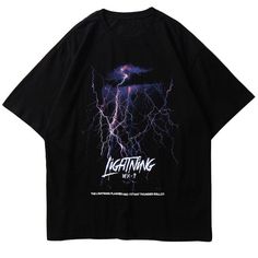 Nemu" T-Shirt - TECHWEAR STORM™ Techwear Shirt, Lightning Shirt, Casual Cotton Top, Techwear Outfits, Black Tees, Hip Hop Streetwear, Clothing Essentials, Style Streetwear, Dark Fashion