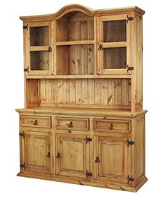 Rustic Traditional Medium Hutch & Buffet - Farmhouse Kitchen and Bath Rustic China Cabinet, Rustic Hutch, Hutch Buffet, Wood Hinges, Buffet Hutch, Dining Room Buffet, Wood Buffet, Rustic Traditional, Solid Wood Sideboard