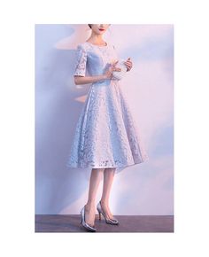 Get 10% off now! Buy modest champagne lace tea length party dress round neck with sleeves at cheap price online. Free stable shipping and pro custom service since 2009. Lace Midi Dress For Wedding Party Season, Lace Midi Dress For Wedding And Party Season, Spring Party Lace Dress, Tea Length, Spring Party Lace Dress Tea Length, Lace Tea Length Dress For Party, Lace Tea Length Party Dress, Lace Midi Dress For Banquet, Spring Banquet Short Sleeve Lace Dress, Spring Banquet Midi Lace Dress