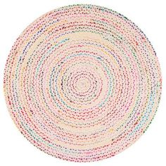 a circular rug made out of colored circles on a white background with the words, this image