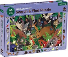 a puzzle box with animals and plants in the forest on it's front cover