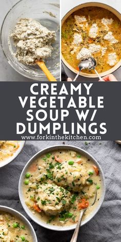 creamy vegetable soup w / dumplings is an easy and delicious dinner that's ready in less than 30 minutes