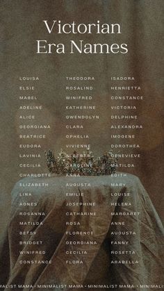 the victorian era names are displayed in this poster