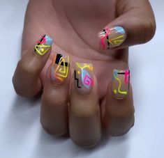 Abstract Art Nails Design, Abstract Art Nail Designs, Rus Nails, Short Abstract Nail Designs, Hip Hop Nails, Abstract Line Nail Art, Abstract Acrylic Nails, Abstract Nails