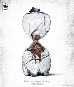 a poster with an image of a dog in a glass jar