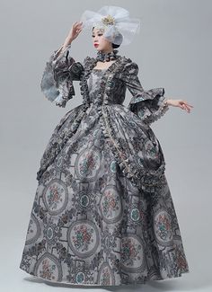 Marie Antoinette Printed Dresses Carnival of Venice Women Costume Marie Antoinette Dress, Rococo Baroque, Marie Antoinette Dresses, Masquerade Ball Gowns, Tudor Period, Antoinette Dress