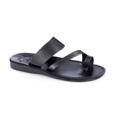 Zohar | Black Leather Toe Ring Sandal Natural Leather Sandals, Jesus Sandals, Navy Sandals, Ankle Strap Sandals Flat, Toe Ring Sandals, Toe Loop Sandals, Leather Sandals Handmade, Closed Toe Sandals, Ankle Strap Flats