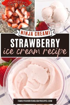 strawberry ice cream recipe with text overlay