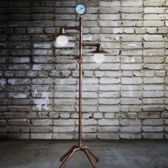 Antique Style Wrought Iron Floor Lamp With Flat Bronze Shade - 2 Lights Perfect For Living Room Pipe Floor Lamp, Wrought Iron Floor Lamps, Industrial Lights, Industrial Style Lamps, Copper Fixture, Floor Lamp Styles, Iron Floor Lamp, Bronze Floor Lamp, Color Cobre