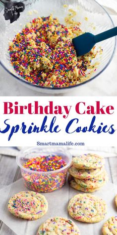 birthday cake sprinkle cookies in a glass bowl