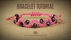 a pink bracelet with black beads on it and the words braclet tutorial written in