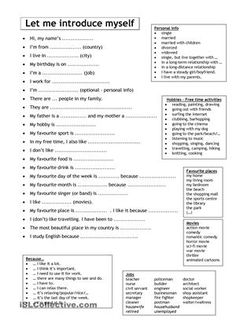 the worksheet is shown for students to use in their writing and speaking skills