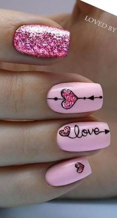 Latest nail art decoration nail art tutorial nail art glitter 2023 Mail Heart Design, Valentines Day Nails Ideas Short, Different Valentines Nails, Valentines Day Nails Designs Almond, Short Acrylic Valentines Day Nails, Valentine's Day Nail Designs Pink, Valentine’s Day Gel Nails, Valentine Gel Nails Ideas, Valentines Day Short Nails