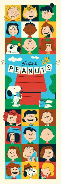 the peanuts movie poster with many different characters