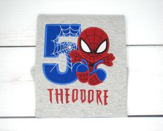 Unleash the extraordinary with our Superhero Birthday Shirt! Bring your child's birthday theme, Superhero Spider-Man, all together with our Boys Personalized Spidey-Boy Birthday Shirt. To make it extra special his name is embroidered below the design for that extra touch. Great photo opportunities and memories for a lifetime. More listings here: https://www.etsy.com/shop/KarysCreativeCorner?ref=seller-platform-mcnav  I Can Change colors to suit your needs, as long as I have the colors on hand. P Boy Birthday Shirt, Birthday Boy Shirt, Custom Birthday Shirts, Superhero Shirt, Man Shirt, Birthday Boy Shirts, Superhero Birthday, Custom Birthday, Birthday Photos