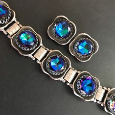 Simply Stunning Blue Heliotrope Rhinestone Bracelet Earring | Etsy Moonglow Necklace, Rhinestone Jewelry Set, Desert Hot Springs, Costume Jewelry Sets, Vintage Jewelry Sets, Huge Sale, Holiday Jewelry, Earring Jewelry, Vintage Jewels