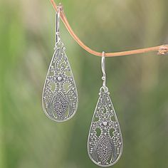 Indonesian artisan Putu Putri presents these sterling silver dangle earrings. Sterling silver swirls and beads create a lace-like effect in the teardrop earrings. Bohemian Silver Filigree Teardrop Earrings, Bohemian Sterling Silver Filigree Teardrop Earrings, Sterling Silver Intricate Teardrop Earrings, Ornate Filigree Teardrop Dangle Earrings, Ornate Sterling Silver Teardrop Earrings, Sterling Silver Teardrop Earrings With Intricate Design, Silver Teardrop Earrings With Intricate Design, Ornate Sterling Silver Teardrop Filigree Earrings, Sterling Silver Filigree Teardrop Earrings