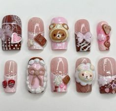 Pink Acrylic Nails, Cute Nail Art, Manicure Y Pedicure