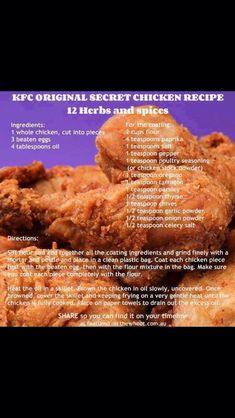 the recipe for fried chicken is shown here