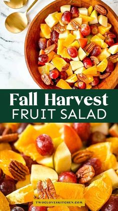 fall harvest fruit salad with apples, oranges and pecans