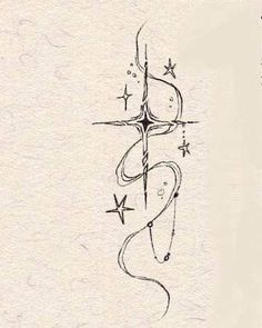 a drawing of an anchor and stars on paper